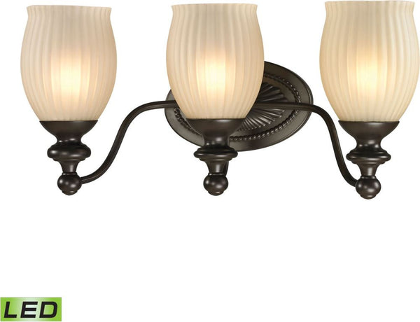 Park Ridge 3 Light Led Vanity In Oil Rubbed Bronze and Reeded Glass