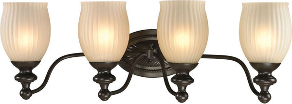 Park Ridge 4 Light Vanity In Oil Rubbed Bronze and Reeded Glass