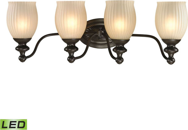 Park Ridge 4 Light Led Vanity In Oil Rubbed Bronze and Reeded Glass