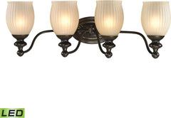 Park Ridge 4 Light Led Vanity In Oil Rubbed Bronze and Reeded Glass