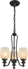 Park Ridge 3 Light Chandelier In Oil Rubbed Bronze and Reeded Glass