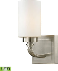 Dawson 1 Light Led Vanity In Brushed Nickel and Opal White Glass