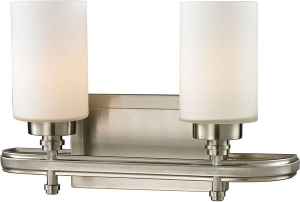 Dawson 2 Light Vanity In Brushed Nickel and Opal White Glass