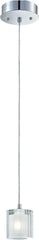 Tiara 1 Light Pendant In Chrome and Clear Crystal With Frosted Interior Glass