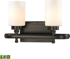 Dawson 2 Light Led Vanity In Oil Rubbed Bronze and Opal White Glass
