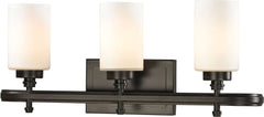 Dawson 3 Light Vanity In Oil Rubbed Bronze and Opal White Glass