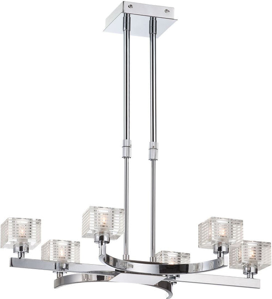 Quatra 6 Light Pendant In Chrome and Clear Glass