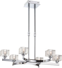 Quatra 6 Light Pendant In Chrome and Clear Glass