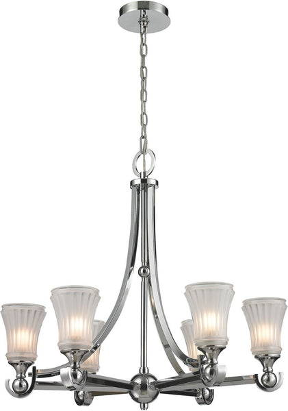 Jayden 6 Light Chandelier In Polished Chrome and Frosted Glass