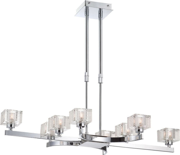 Quatra 8 Light Pendant In Chrome and Clear Glass