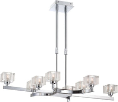 Quatra 8 Light Pendant In Chrome and Clear Glass
