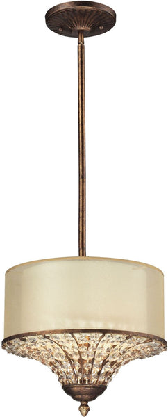 Crystal Spring 3 Light Pendant In Spanish Bronze