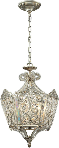 Villegosa 6 Light Pendant In Aged Silver