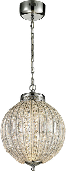 Crystal Sphere Led Pendant In Polished Chrome