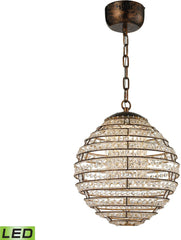 Crystal Sphere Led Light Pendant In Spanish Bronze