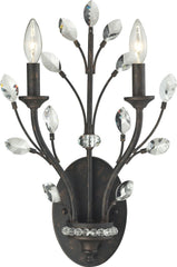 Crystal Branches 2 Light Wall Sconce In Burnt Bronze