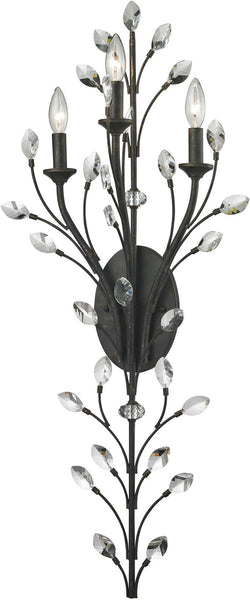 Crystal Branches 3 Light Wall Sconce In Burnt Bronze