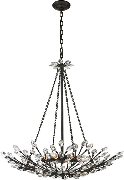 Crystal Branches 8 Light Pendant In Burnt Bronze