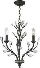 Crystal Branches 3 Light Chandelier In Burnt Bronze