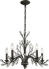 Crystal Branches 5 Light Chandelier In Burnt Bronze