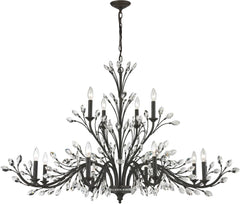 Crystal Branches 12 Light Chandelier In Burnt Bronze