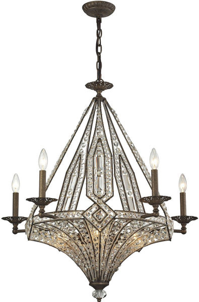 Jausten 10 Light Chandelier In Antique Bronze