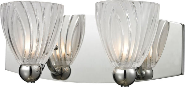 Lindale 2 Light Vanity In Polished Chrome and Scalloped Glass