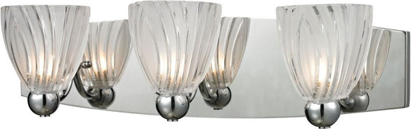 Lindale 3 Light Vanity In Polished Chrome and Scalloped Glass