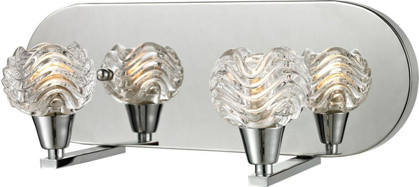 Crystal Wave 2 Light Vanity In Polished Chrome and Clear Wave Patterned Glass