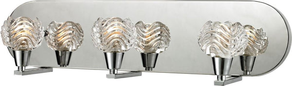 Crystal Wave 3 Light Vanity In Polished Chrome and Clear Wave Patterned Glass