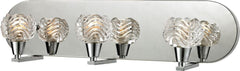 Crystal Wave 3 Light Vanity In Polished Chrome and Clear Wave Patterned Glass
