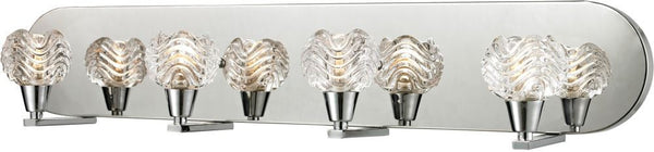 Crystal Wave 4 Light Vanity In Polished Chrome and Clear Wave Patterned Glass