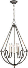 Stanton 5 Light Chandelier In Weathered Zinc With Brushed Nickel Accents