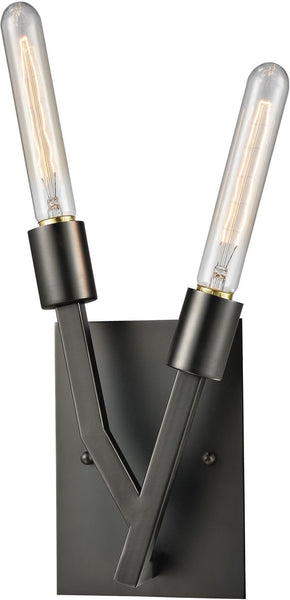Freeform 2 Light Wall Sconce In Aged Black Nickel