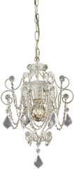 Elise 1 Light Chandelier In Antique White and Clear Crystal