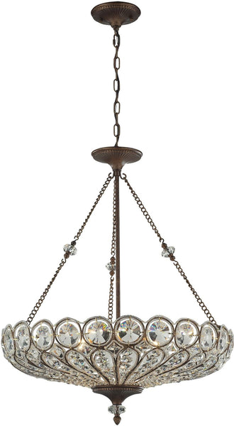 Christina 6 Light Pendant In Mocha and Filigree Crystals