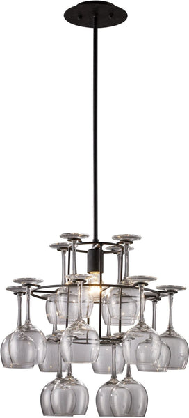 Vintage 1 Light Chandelier In Dark Rust