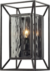 Cubix 1 Light Wall Sconce In Oiled Bronze and Clear Water Glass