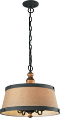 Early American 4 Light Pendant In Colonial Maple and Vintage Rust