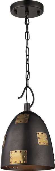 Strasburg 1 Light Pendant In Weathered Iron and Antique Gold