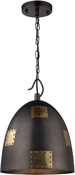 Strasburg 1 Light Pendant In Weathered Iron and Antique Gold
