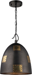 Strasburg 1 Light Pendant In Weathered Iron and Antique Gold