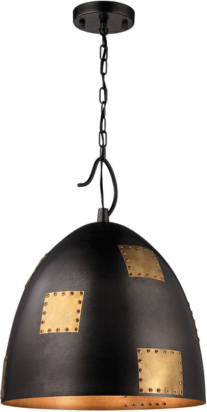 Strasburg 3 Light Pendant In Weathered Iron and Antique Gold
