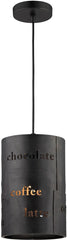 Cafe 1 Light Pendant In Matte Black With Gold Accents