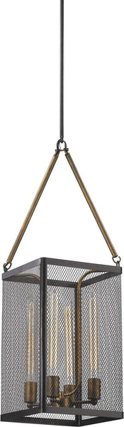 Donovan 4 Light Chandelier In Wrought Iron Black and Antique Gold