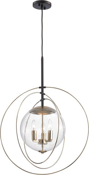 Zonas 3 Light Chandelier In Polished Gold and Oil Rubbed Bronze
