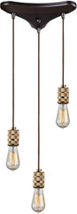 Camley 3 Light Pendant In Polished Gold and Oil Rubbed Bronze