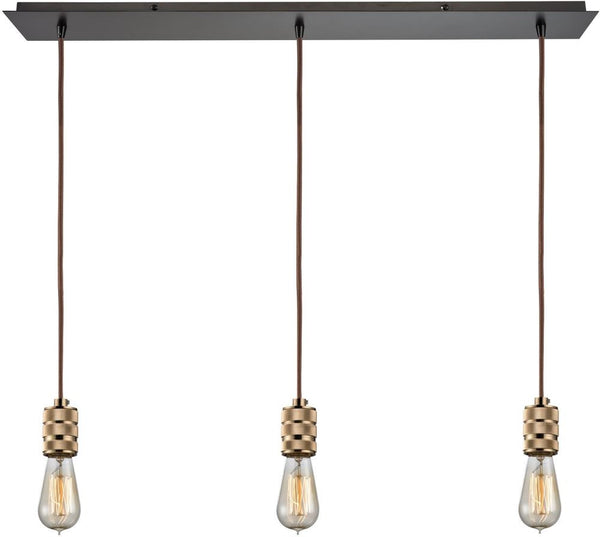 Camley 3 Light Pendant In Polished Gold and Oil Rubbed Bronze