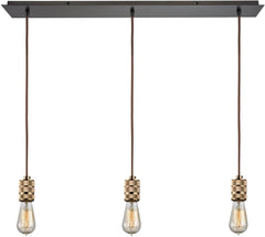 Camley 3 Light Pendant In Polished Gold and Oil Rubbed Bronze