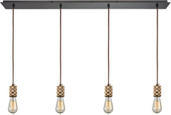 Camley 4 Light Pendant In Polished Gold and Oil Rubbed Bronze